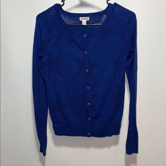 Cat & Jack Blue Knit Cardigan with Crew Neck - Picture 1 of 7
